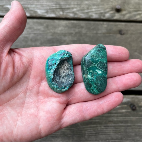 Malachite Chrysocolla 2 Piece Set - Picture 3 of 11